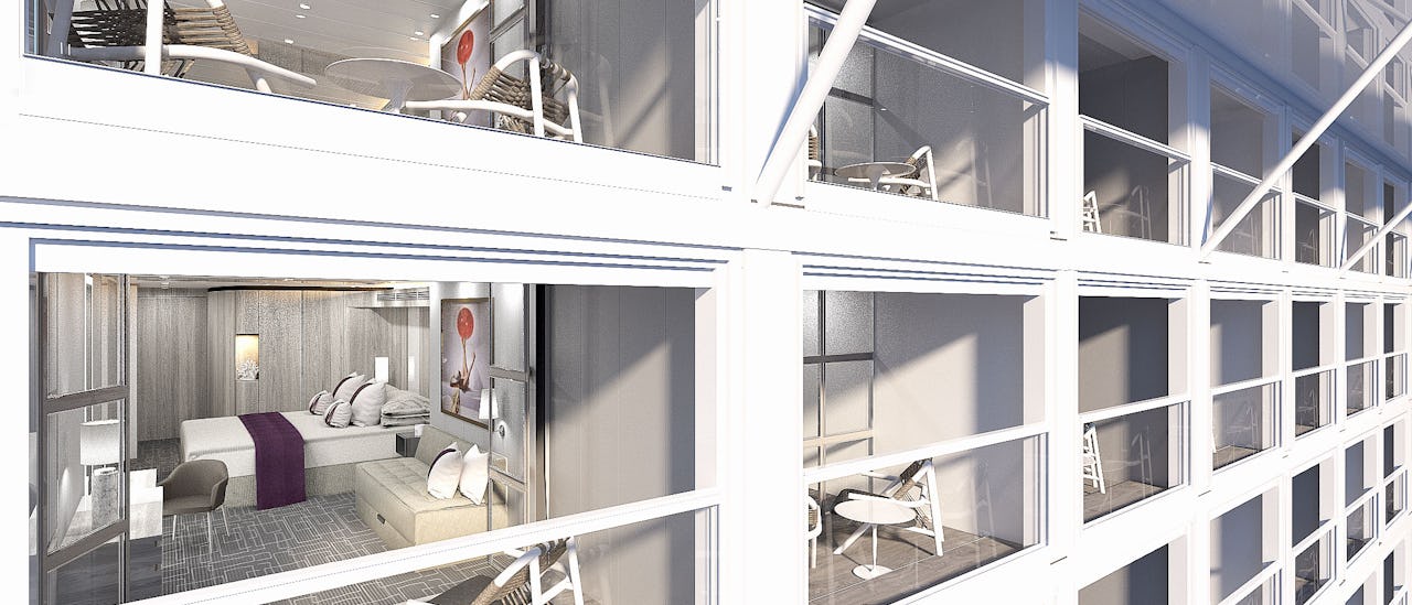 Panoramafönster eller egen balkong – de flesta balkonghytter har en "infinity-veranda"