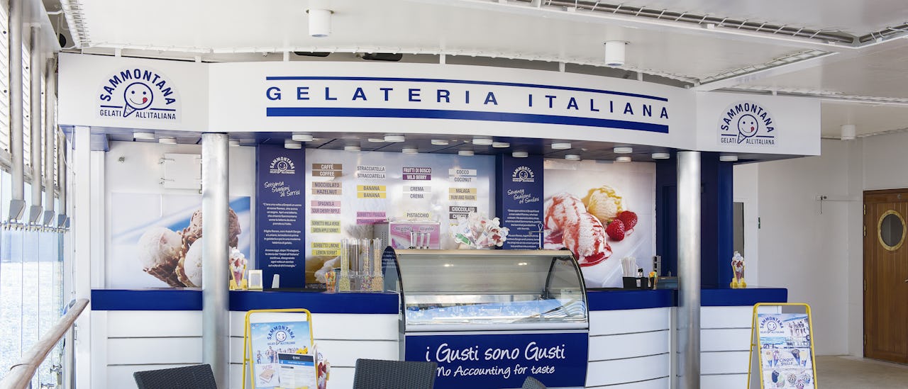 Pistachio, Nocciola och Fragola - glassen på MSC Cruises smakar som den gör i Italien.
