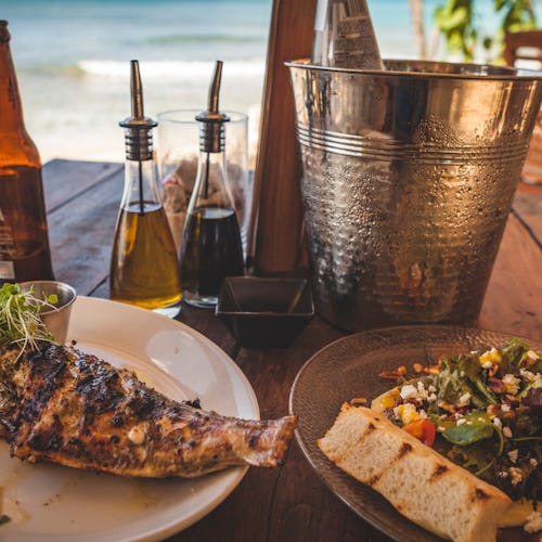 Fisk och skaldjursrätter på St.Martin i Karibien