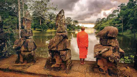 Munk vid Mekong
